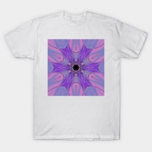 Cartoon Mandala Flower Purple Pink and Blue T-Shirt